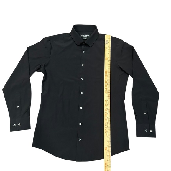 MIZZEN+MAIN Leeward Dress‎ Shirt Performance Trim Fit Black Long Sleeve Medium - Picture 5 of 7